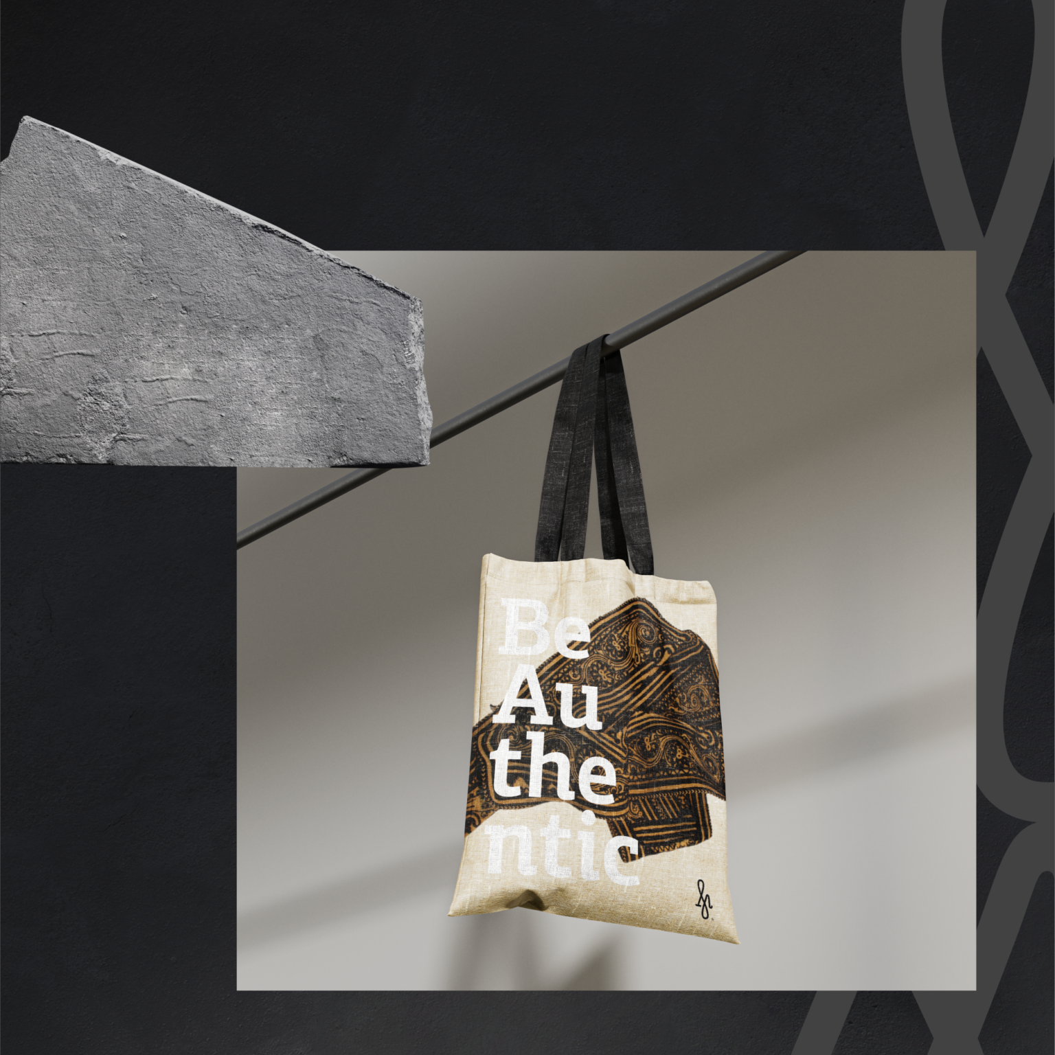Tote bag με το λογότυπο Σταματίνα Μπογέα — εφαρμογή ταυτότητας Poua Design