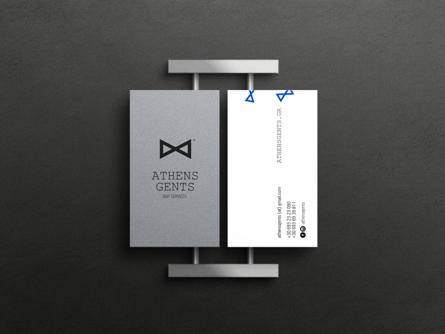 Dark Athens Gents business cards — corporate identity by Poua Design