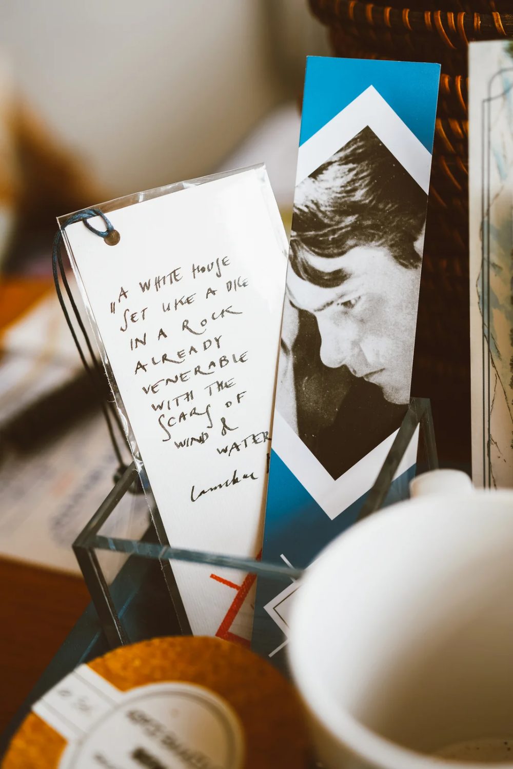 Printed bookmark and note cards for guests of The White House in Kalami, Corfu, print design by Poua Design